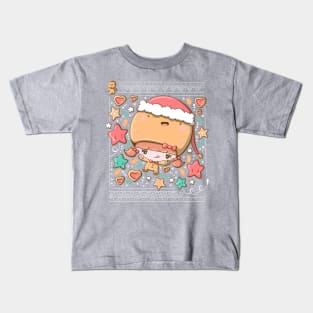 Cute festive polar gingerbread bubble head girl in kawaii style Kids T-Shirt